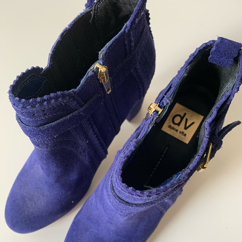 Blue Suede Thora Booties by Dolce Vita